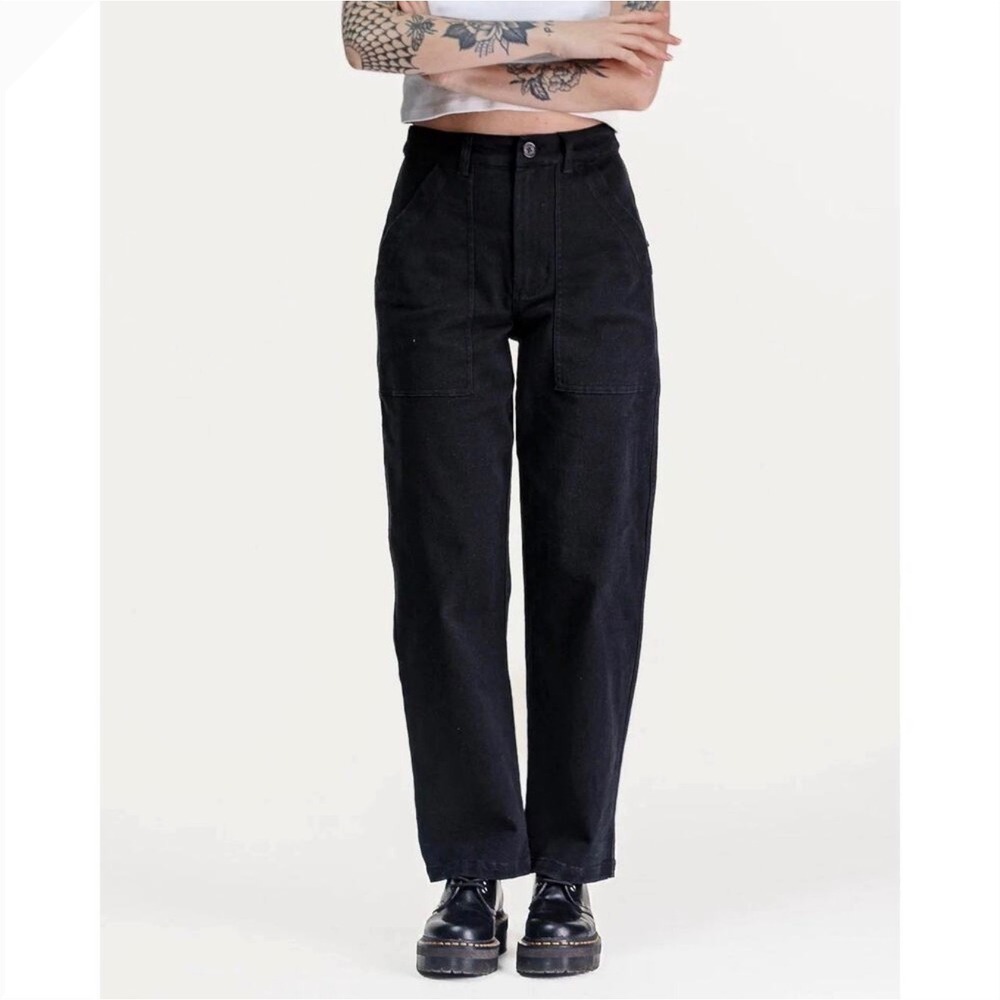 P&Co 304 Service Fatigue pants black uk 6 utility punk gorpcore skater casual